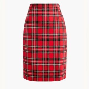 J. Crew Factory Red Tartan Plaid Cotton Sateen Pencil Skirt Size 6